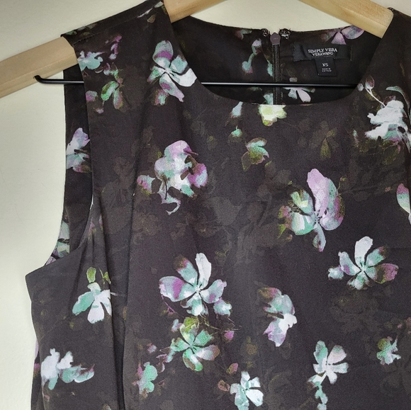 simply Vera Wang dark floral midi dress,  xsmall - Picture 2 of 8